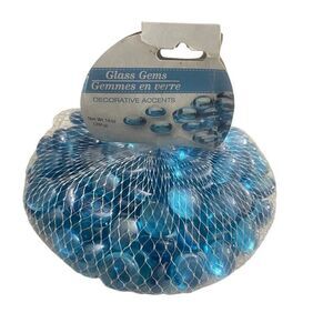 Blue Decorative Glass Gems – 14oz Bag, Vase Fillers or Craft Pebbles